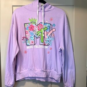 MTV Floral Graphic Lavender Hoodie
